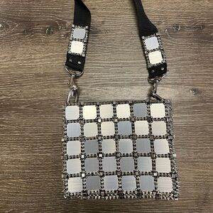Handmade by me and Camila Meucci Silver Checkered Shoulder Bag